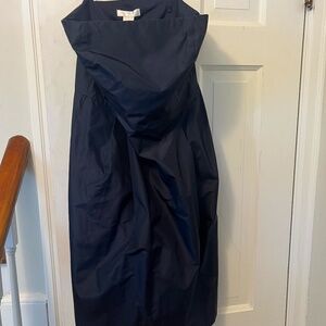 NWT Ann Taylor Navy Silk Taffeta Bridesmaid Dress Size 8 With Optional Straps